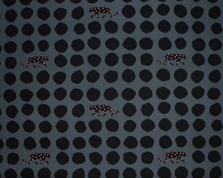 Preview: Kokka Echino Cotton Sailcloth Heavyweight Canvas Panther anthrazit/schwarz, dunkelbraun (10 cm)